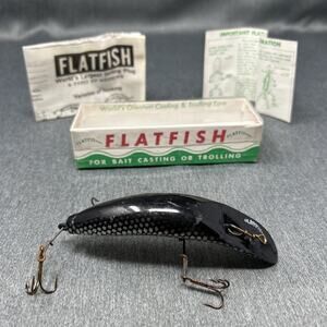 Vintage Helin Tackle Co. Flatfish M2 SS Scale Color Fishing Lure 4 Gang Hook